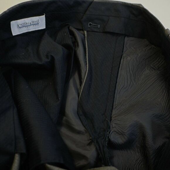 Joseph & Feiss Wool 2 Piece Suit 40S Gray Striped 44/29 Flat Front High Rise 2 B - Picture 3 of 16